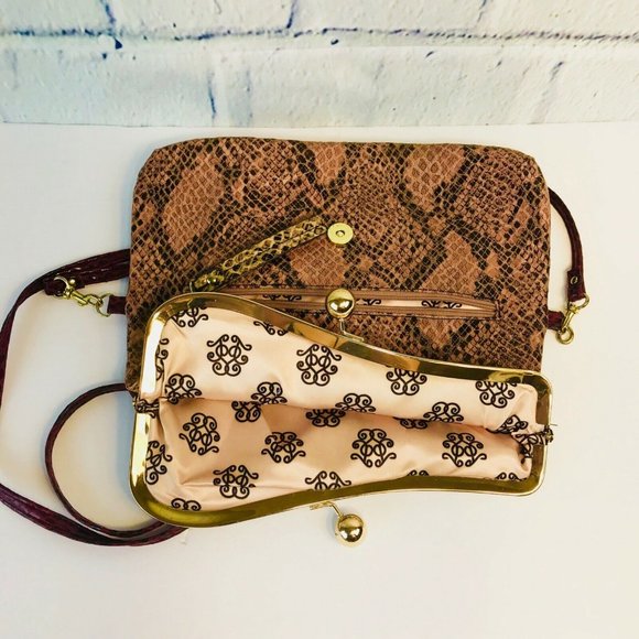 Jessica Simpson Cross Body Clutch Bag Wine & Pink - Picture 4 of 8